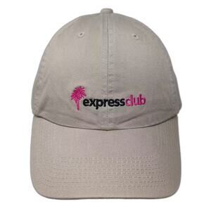 Fahrenheit Baseball Cap Beige Pink OS Slideback Express Club Palm Tree Logo Hat